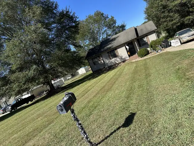 Lawn care job in progress