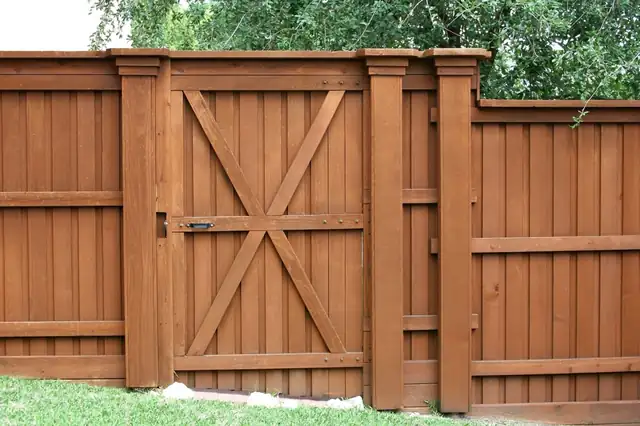 Gate in a cedar privacy fence