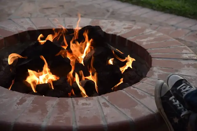 Backyard brick fire pit